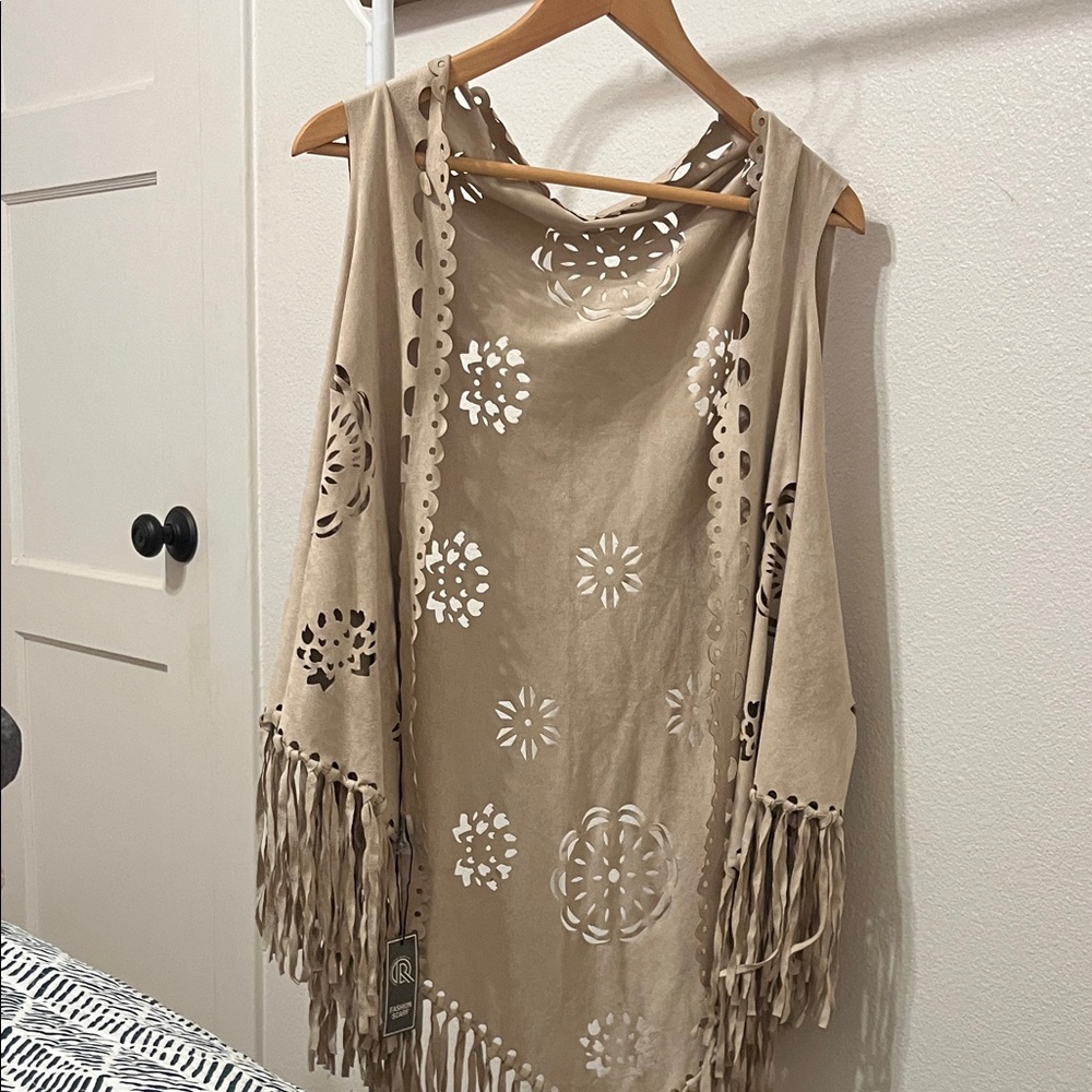 Elegant Tan Fringed western Vest